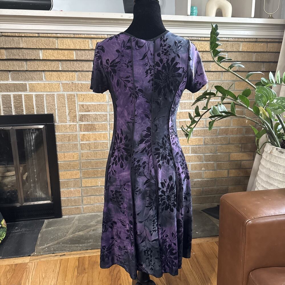 Vintage 90s Witchy Velvet Burnout Dress Jo Sami Size M Purple Goth Floral Vamp - Picture 3 of 7